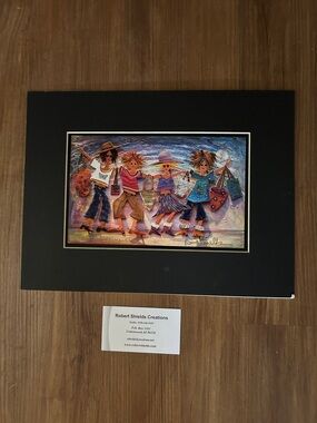 Robert Shields Colorful Beach Friends Wall Art Print - Black Mat
